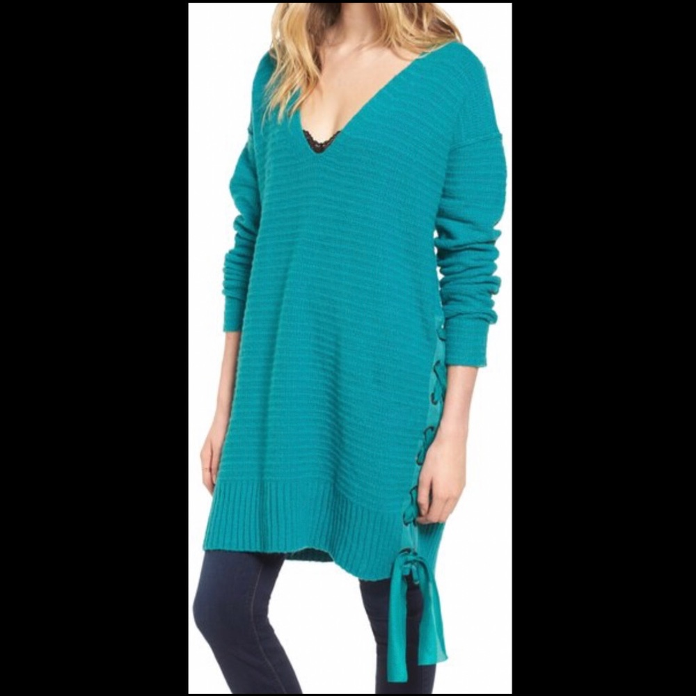 NEW Free People Oversized Sweater Turquoise / Aqua